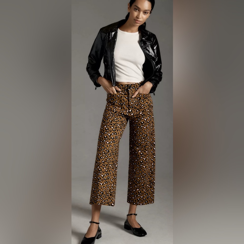 NWT Anthropologie Wide leg Leopard pants